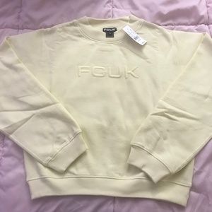 French Connection FCUK Light Yellow Crewneck Sweatshirt